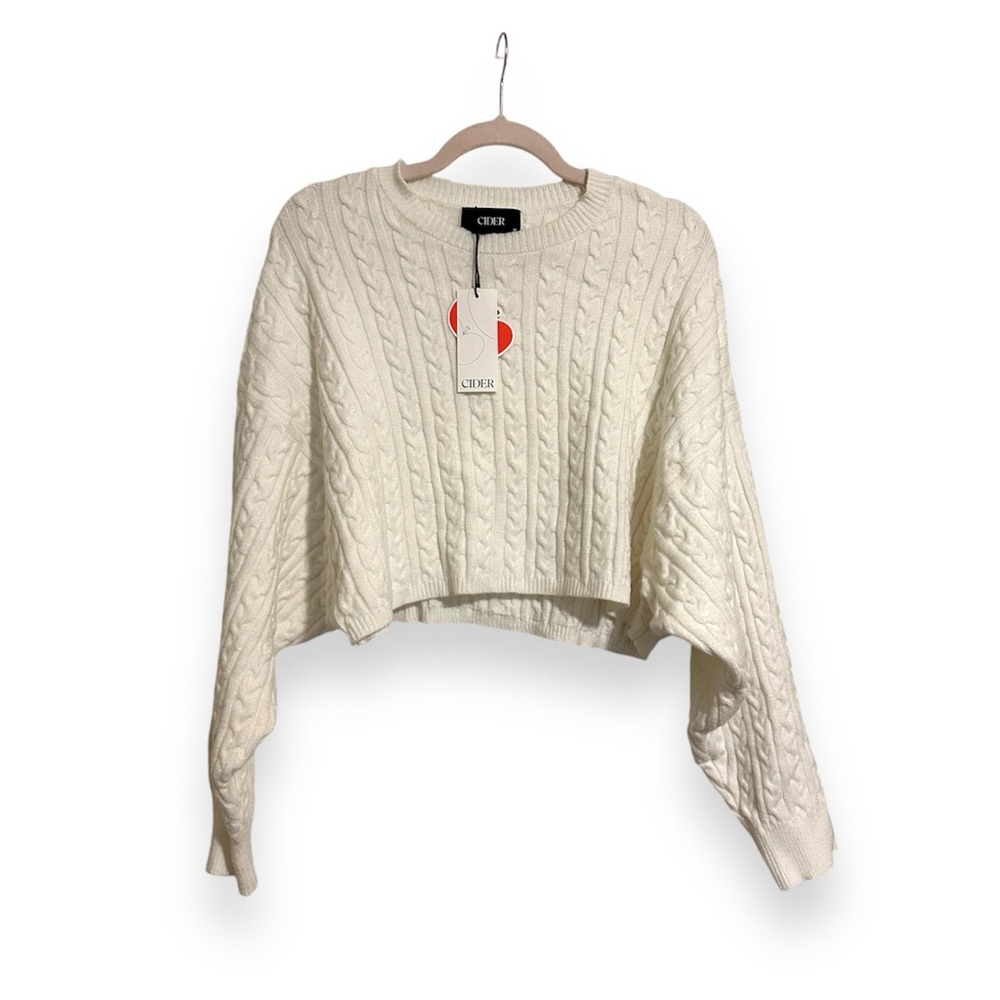 NWT Cider oversized cropped batwing pullover sweater - ivory - womens size XL